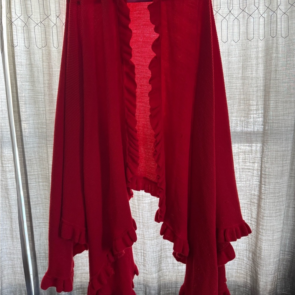 Garfinckels Frilly Red Full Wrap Cape/Shaw